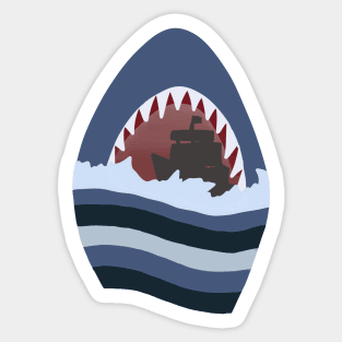 Shark swallows boat Sticker